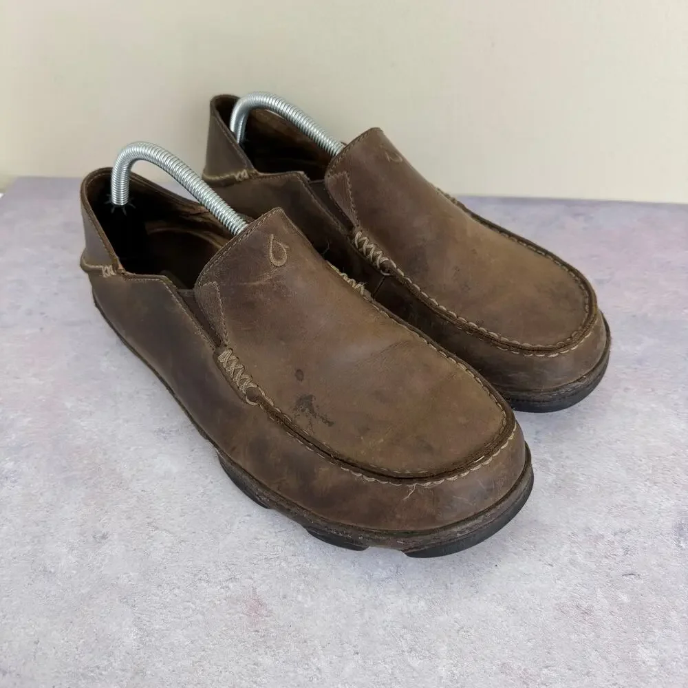 Olukai Shoes Men's Size 10 Moloa Kapa Slip On Drop In Heel Casual Resort READ
